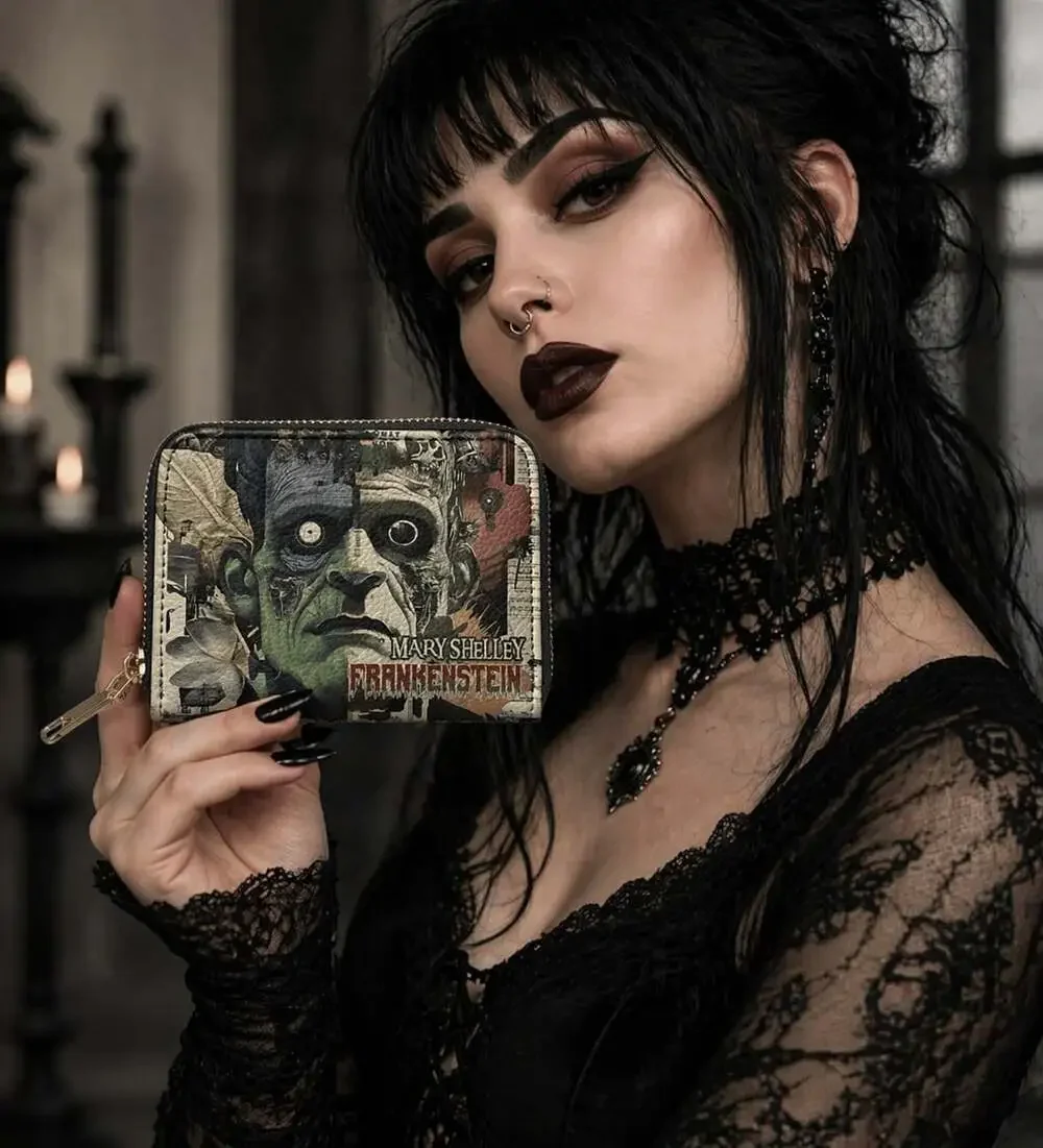 Frankenstein Old Parchment Mini Wallet Horror Goth Halloween New NWT